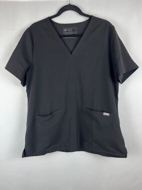 Figs Black Casma Three Pocket Scrub Top - Size XL